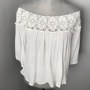 Off shoulder flowy white top